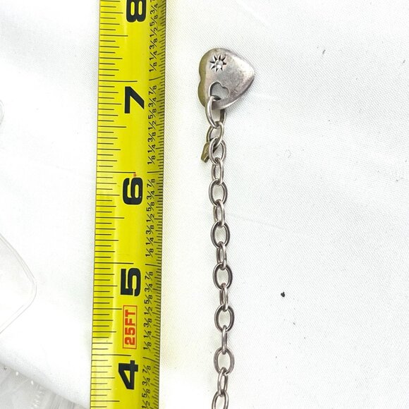 Sterling Silver Heart Charm Bracelet With Lobster Clasp & Star Engraving - Picture 8 of 9